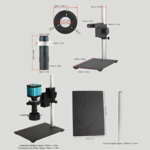 Industrial Camera, 130X 100-240VAC 400-700nm Video Microscope Camera Adjustable LED Photo Light (US Plug)