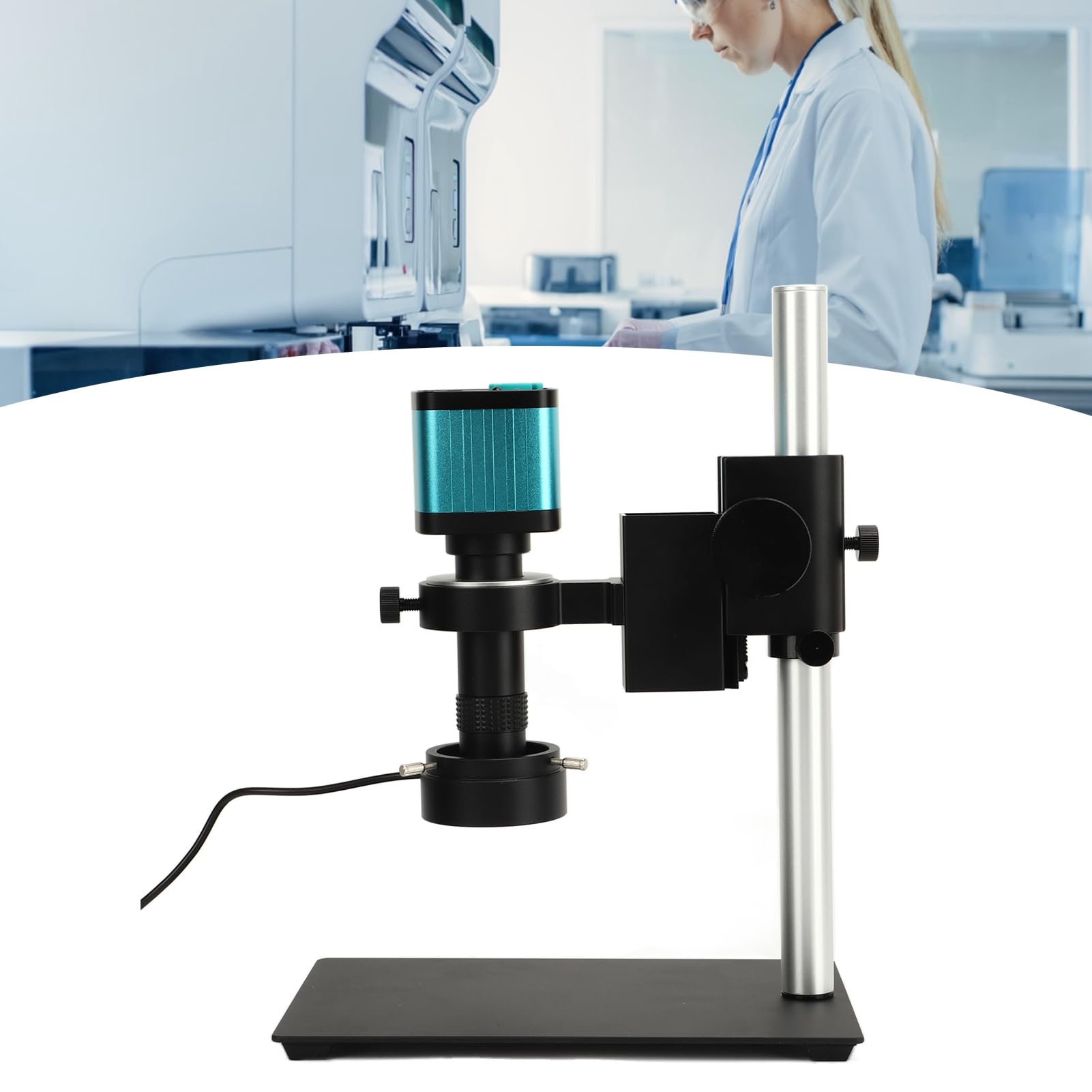 Industrial Camera, 130X 100-240VAC 400-700nm Video Microscope Camera Adjustable LED Photo Light (US Plug)