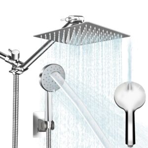jafeton rainfall shower head combo, the first waterfall handheld mode, 8 inch rain shower head with handheld 6 spray modes pressurize bath sprayer, overhead shower with adjustable extension arm,chrome
