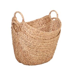 daneti large natural water hyacinth boat basket, set of 2