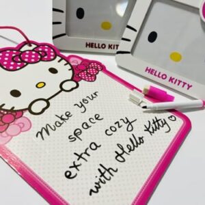 Hello Kitty Room Decor Set - 2 Hello Kitty Picture Frames Red & Pink - With Thematic 2-Sided Dry Erase Board for Weekly Schedule and Free Writing Space