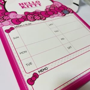 Hello Kitty Room Decor Set - 2 Hello Kitty Picture Frames Red & Pink - With Thematic 2-Sided Dry Erase Board for Weekly Schedule and Free Writing Space