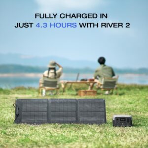 EF ECOFLOW Portable Power Station RIVER 2 with 60W Solar Panel, 256Wh LiFePO4 Battery/ 1 Hour Fast Charging, Up to 600W Output, Solar Generator for Outdoor Camping/RVs/Home Use