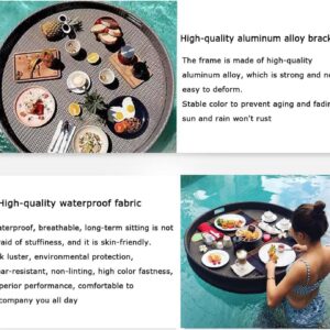 Floating Serving Tray Table,Swimming Pool Floating Serving Tray,Floating Rattan Woven Food Tray with Handles,Heart-Shaped Rattan Woven Serving Tray,Apricot