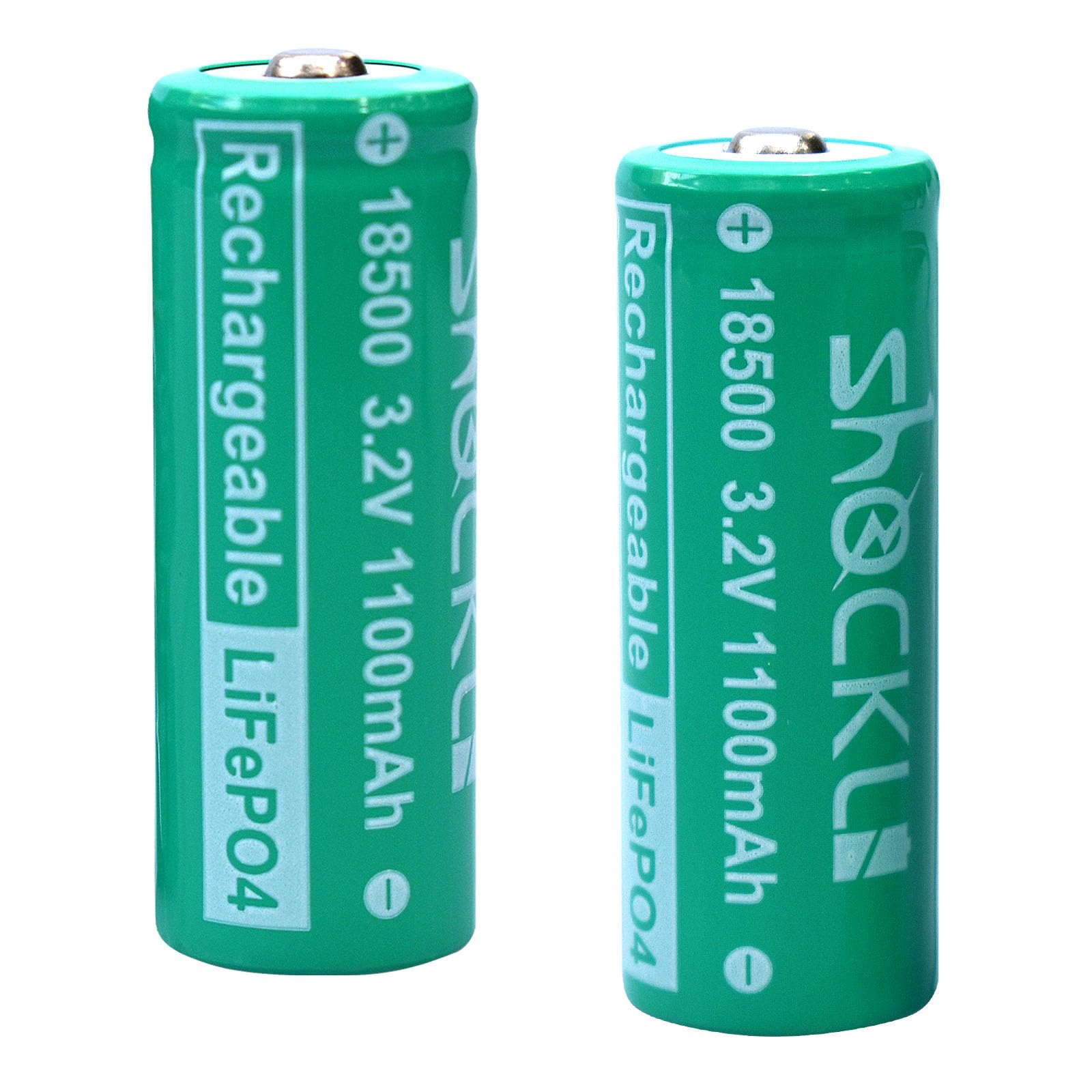 funkawa 18500 3.2V Solar Batteries, shockli 18500 3.2 Volt 1100mAh LiFePO4 Rechargeable Solar Battery for Outdoor Solar Lights (2-Pack)