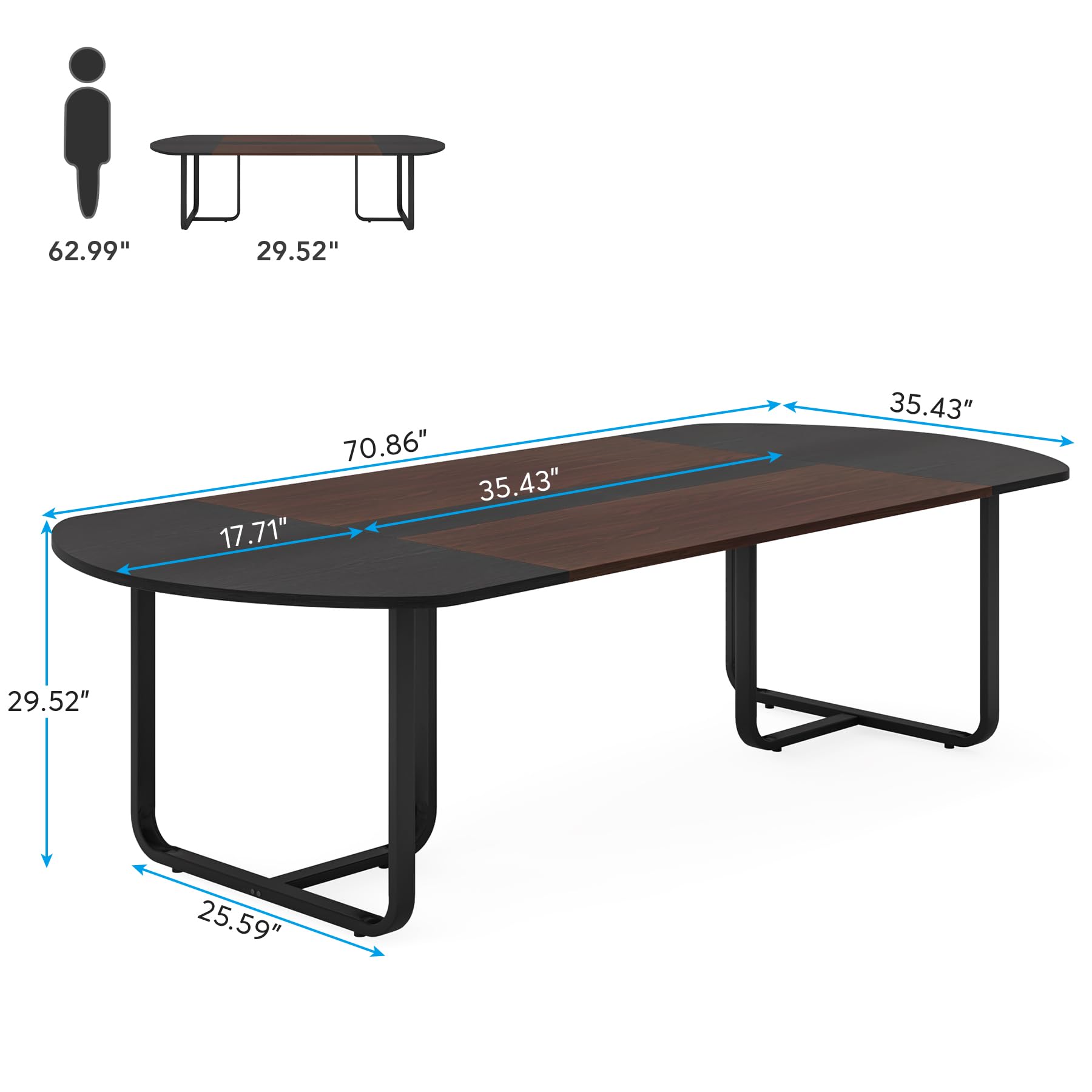 LITTLE TREE 70.86'' Curved Extra Large Executive Desk, 6FT Oval Business Conference Meeting Training Seminar Table for Home Office