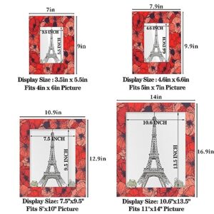 11x14 Picture Frame Red Poppy Wood Photo Frames with Acrylic for Wall Mount & Table Top Display Picture Frames for Wall Decor