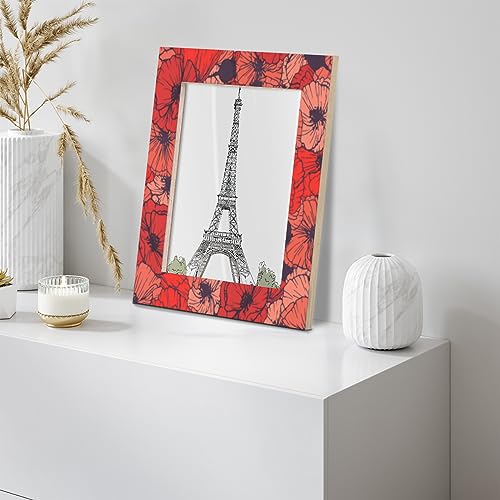 11x14 Picture Frame Red Poppy Wood Photo Frames with Acrylic for Wall Mount & Table Top Display Picture Frames for Wall Decor