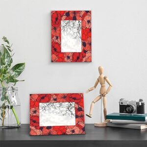 11x14 Picture Frame Red Poppy Wood Photo Frames with Acrylic for Wall Mount & Table Top Display Picture Frames for Wall Decor