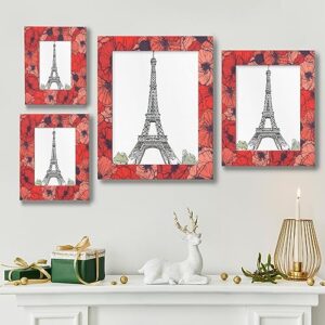 11x14 Picture Frame Red Poppy Wood Photo Frames with Acrylic for Wall Mount & Table Top Display Picture Frames for Wall Decor