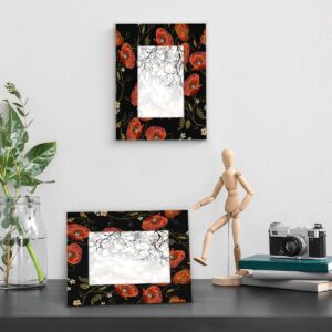 4x6 Picture Frame Embroidery Red Poppies Wood Photo Frames with Acrylic for Wall Mount & Table Top Display Picture Frames for Wall Decor