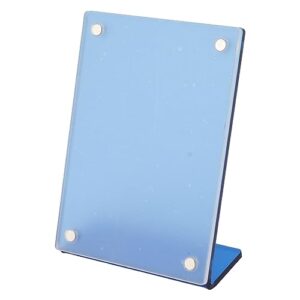 self standing photo frame, l shaped slanted back photo frame 3 inch clear for movie tickets for office (blue)