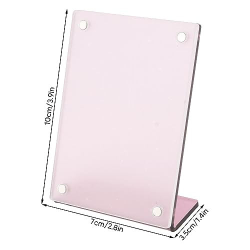 Self Standing Photo Frame, L Shaped Slanted Back Photo Frame 3 Inch Clear for Movie Tickets for Office (Pink)