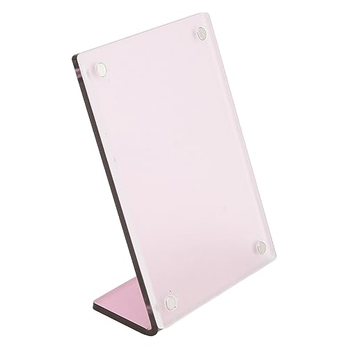 Self Standing Photo Frame, L Shaped Slanted Back Photo Frame 3 Inch Clear for Movie Tickets for Office (Pink)