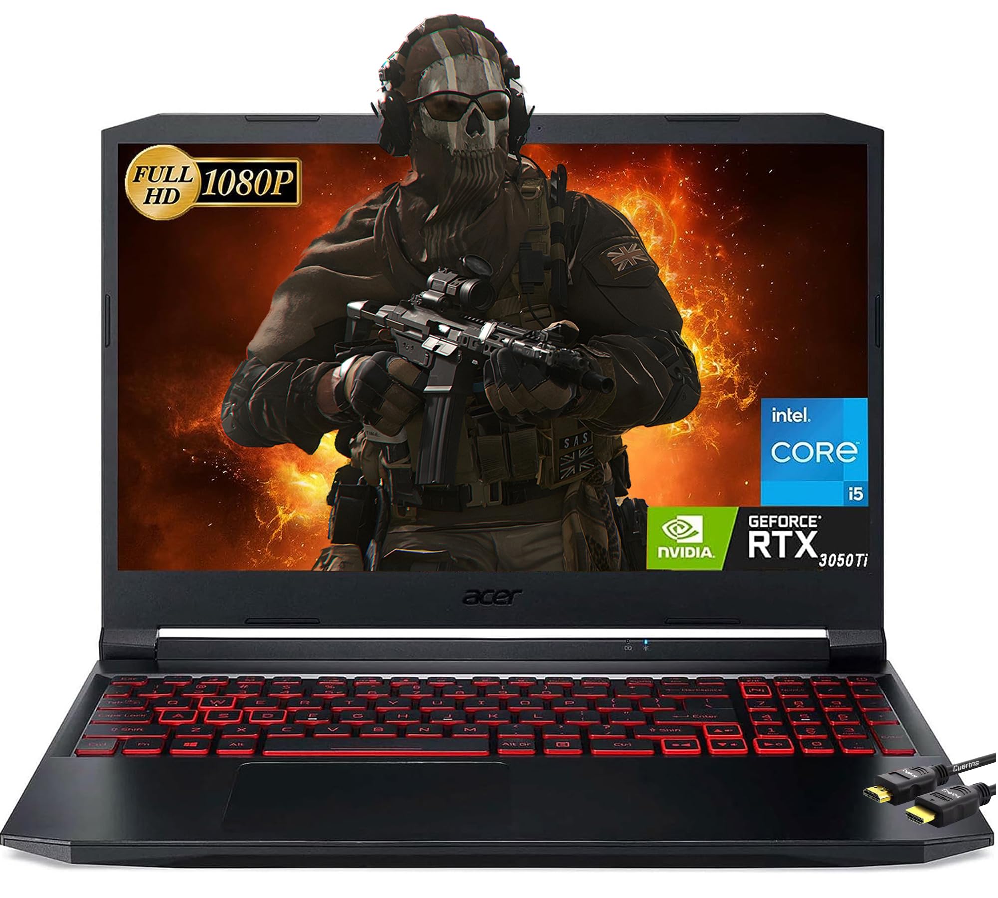 acer Nitro 5 Gaming Laptop,15.6" FHD IPS 144Hz, GeForce RTX 3050 Ti, Intel Core i5-11400H (Beats i7-1165G7, Upto 4.5GHz), WiFi6, Backlit KB, RJ-45, Windows 10 Home (16GB|1TB SSD)