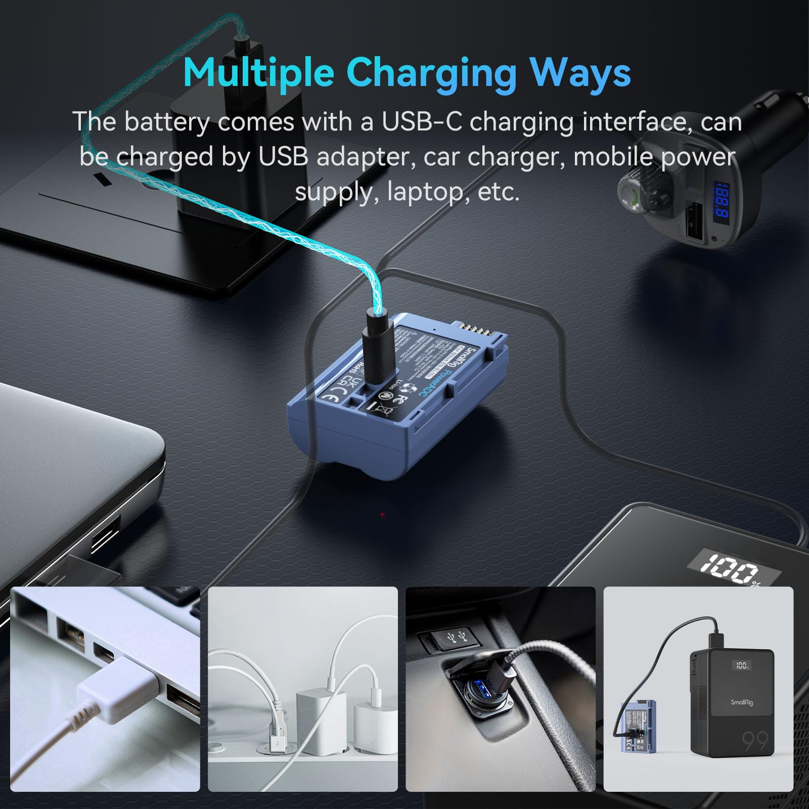 SMALLRIG EN-EL15C 2400mAh Camera Battery for Nikon Zf / Z8 / Z7 / Z6, USB-C Fast Charging Rechargeable Camera Battery for Z7 II, Z6 II, Z5, D850, D810, D810A, D780, D750, D610, D500, D7500-4332