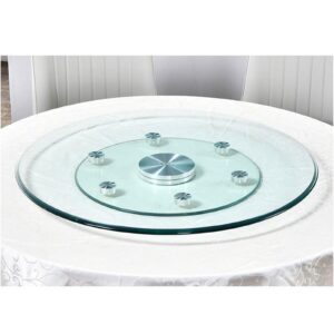 Dxcaicc Dining Table Glass Turntable,Glass Lazy Susan Turntable Dining Table,Round Tempered Glass with Silent Bearing centerpieces,Steady Swivel Dining Table Glass Serving Tray,100cm