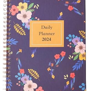 2024 Planner - Weekly & Monthly Planner with Tabs, 8.2'' x 6.2'', 12-Months Planner with Monthly Tabs, Twin-Wire Biding, Holidays, Notes Pages, Back Pocket - Floral