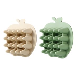 PandaEar Silicone Baby Food Freezer Tray, 2 Pack Baby Fruit Food Feeder Teether Tray, Baby Food Storage Container Ice Cube Tray Maker for Homemade Baby Food -Green&Tan