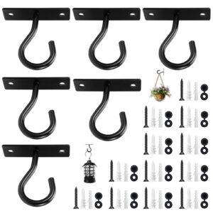 ceiling hooks for hanging plant, hanger for indoor and outdoor plant pots holder, wall hook for planters, flower basket, wind chimes, lanterns, lights, bird feeders, home decor-2.5inch 6pack