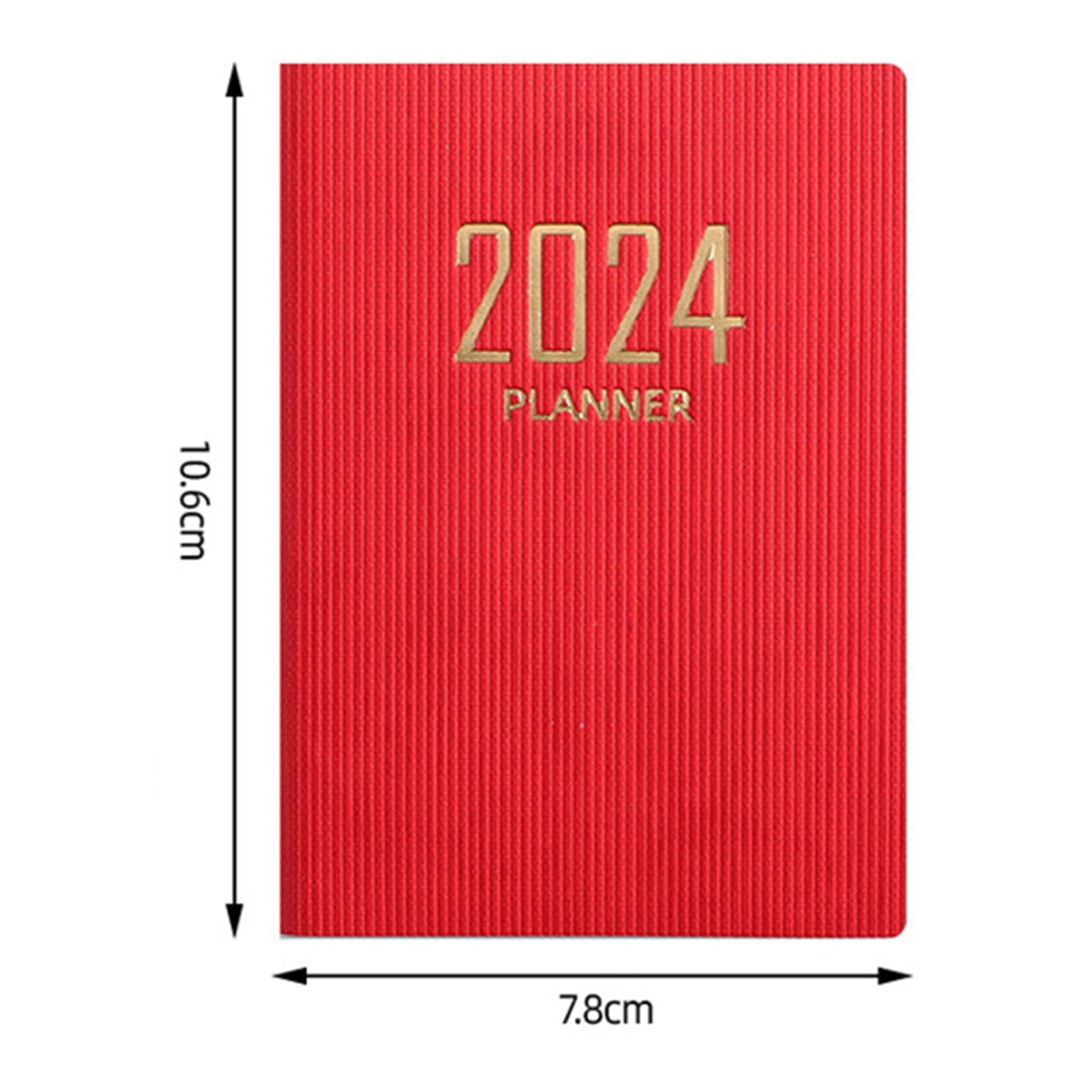 Saterkali 2024 Planner - A7 English Planner A6 Dazzling Color Imitation Leather Hardcover 180 Pages Inkproof Paper Mini Diary Notebook Student Supplies Blue