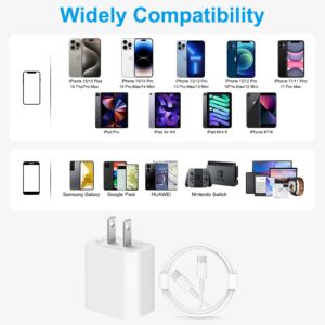 iPhone 15 Charger Fast Charging - 20W USB C Wall Charger Block and 10Ft Type C to C Cable for iPhone 15/15 Pro/15 Pro Max, iPad Pro, Air 5/4, iPad 10/Mini 6, Samsung Galaxy and Android Phones