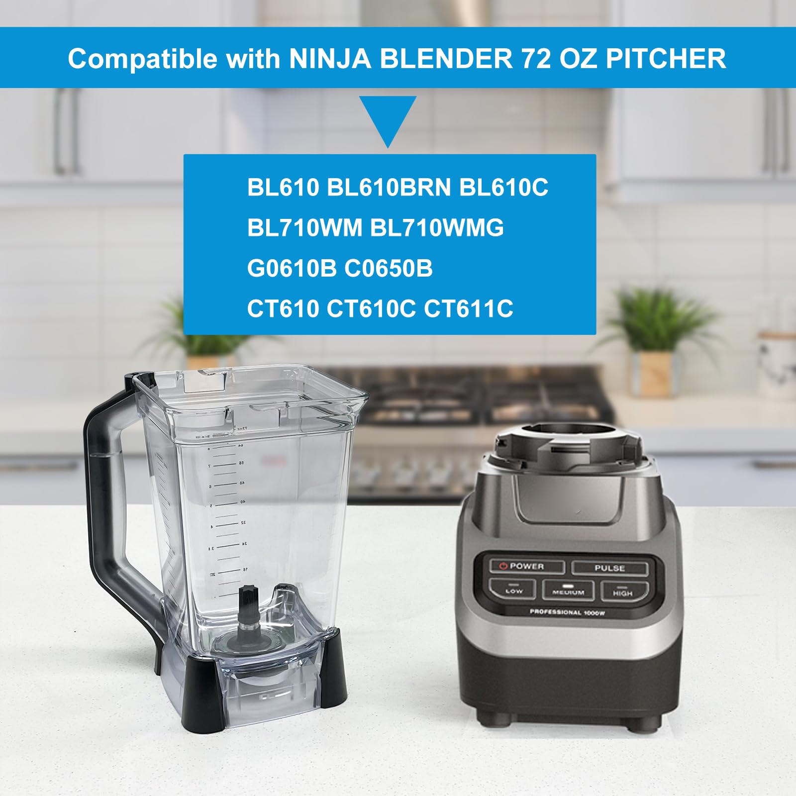 Blender Parts for Ninja 72 oz (9 Cups) XL Pitcher BL610 BL710