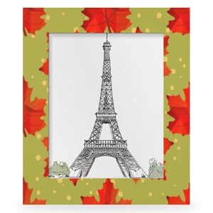 gublec 5x7 frame for wall decor maple leaves red wood photo frame with high-clarity plexiglas picture frames for farmhouse living room office desk