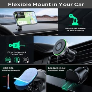 TIKECO for MagSafe Car Mount Charger, 15W Magnetic Wireless Car Charger Phone Holder Mount, Air Vent Dashboard Universal Car Wireless Charger Mount for iPhone 15/14/13/12 Series