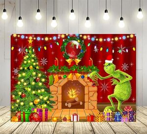 cartoon fireplace backdrop for christmas party supplies 5x3ft grinch xmas photo background merry christmas photography backdrop grinchmas banner