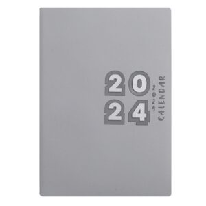 saterkali 2024 planner-weekly and monthly english planner faux leather hardcover elasticized 155 ink-proof pages a5 size elegant diary notebook student products grey