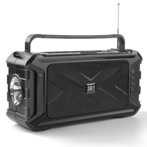 cmxltech 301 portable bluetooth speaker with solar charge,wireless speaker audio with outdoor emergency flashlight,longer playtime fun party light high power speaker for indoor or outdoor use