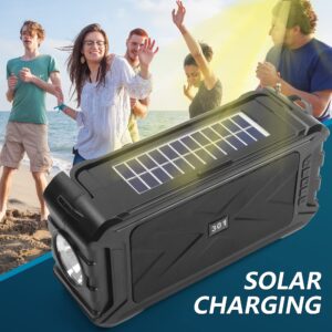 CMXLTECH 301 Portable Bluetooth Speaker with Solar Charge,Wireless Speaker Audio with Outdoor Emergency Flashlight,Longer Playtime Fun Party Light High Power Speaker for Indoor or Outdoor Use