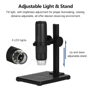 WHYATT WiFi Wireless Digital Microscope Handheld Portable Microscope Camera 50X to 1000X Magnification 8 Adjustable LED Lights Compatible with iOS Android Smartphone Tablet Computer