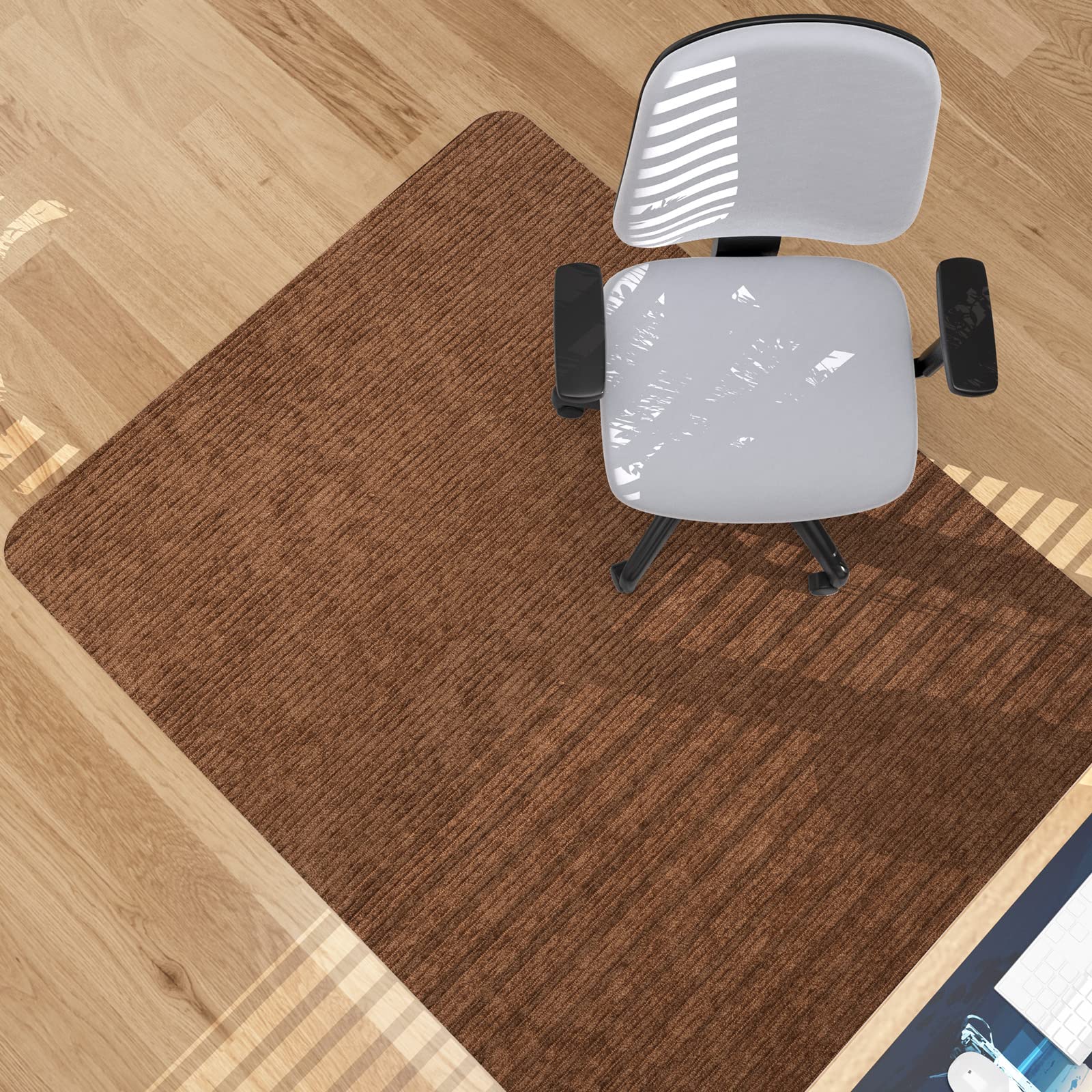 Placoot Desk Chair Mat for Hardwood Floor Corduroy Surface 1/6" Thick 48"x40" Office Chair Mat for Rolling Chairs-100% Large Anti-Slip Backing Under Desk Low-Pile Office Rug Floor Mat for Office/Home