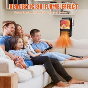 Plug In Heater for Indoor Use - 800W Mini Electric Fireplace Heater with Realistic 3D Flame, Low Wattage Space Heater, Quiet & Space-Saving Mini Heater