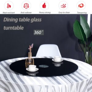 Dxcaicc Dining Table Glass Turntable,Glass Lazy Susan Turntable Dining Table,Round Tempered Glass with Silent Bearing centerpieces,Steady Swivel Dining Table Glass Serving Tray,Black,108cm