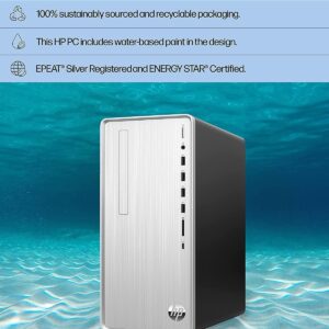 HP 2023 Newest Pavilion Desktop PC, AMD Ryzen 7 5700G (8 cores), 32GB RAM, 2TB SSD, 2TB HDD, AMD Radeon Graphics, Wi-Fi, Bluetooth, Keyboard and Mouse Combo, 9 USB Ports, Windows 11, Silver