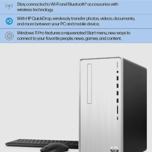 HP 2023 Newest Pavilion Desktop PC, AMD Ryzen 7 5700G (8 cores), 32GB RAM, 2TB SSD, 2TB HDD, AMD Radeon Graphics, Wi-Fi, Bluetooth, Keyboard and Mouse Combo, 9 USB Ports, Windows 11, Silver