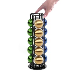 sevenline 20 vertuo pods coffee pod holder compatible for nespresso vertuoline stand rack holds vertuo line organizer carousel 360-degree rotatable (black)