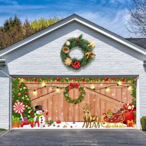 7 x 16 ft christmas garage door banner decorations,christmas double garage door cover,hanging banner large christmas backdrop decoration for outdoor indoor home holiday party photo wall background