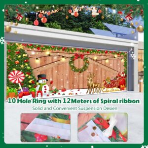 7 x 16 ft Christmas Garage Door Banner Decorations,Christmas Double Garage Door Cover,Hanging Banner Large Christmas Backdrop Decoration for Outdoor Indoor Home Holiday Party Photo Wall Background