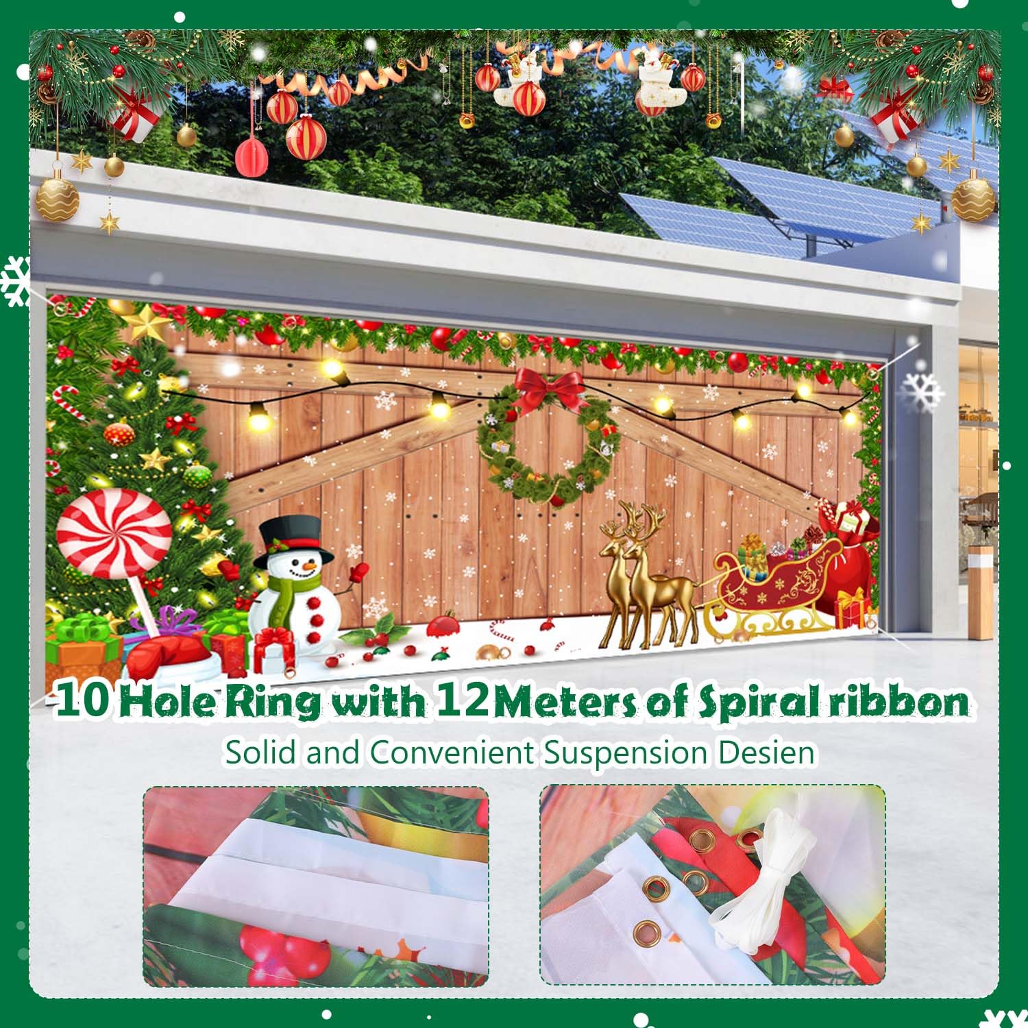 7 x 16 ft Christmas Garage Door Banner Decorations,Christmas Double Garage Door Cover,Hanging Banner Large Christmas Backdrop Decoration for Outdoor Indoor Home Holiday Party Photo Wall Background