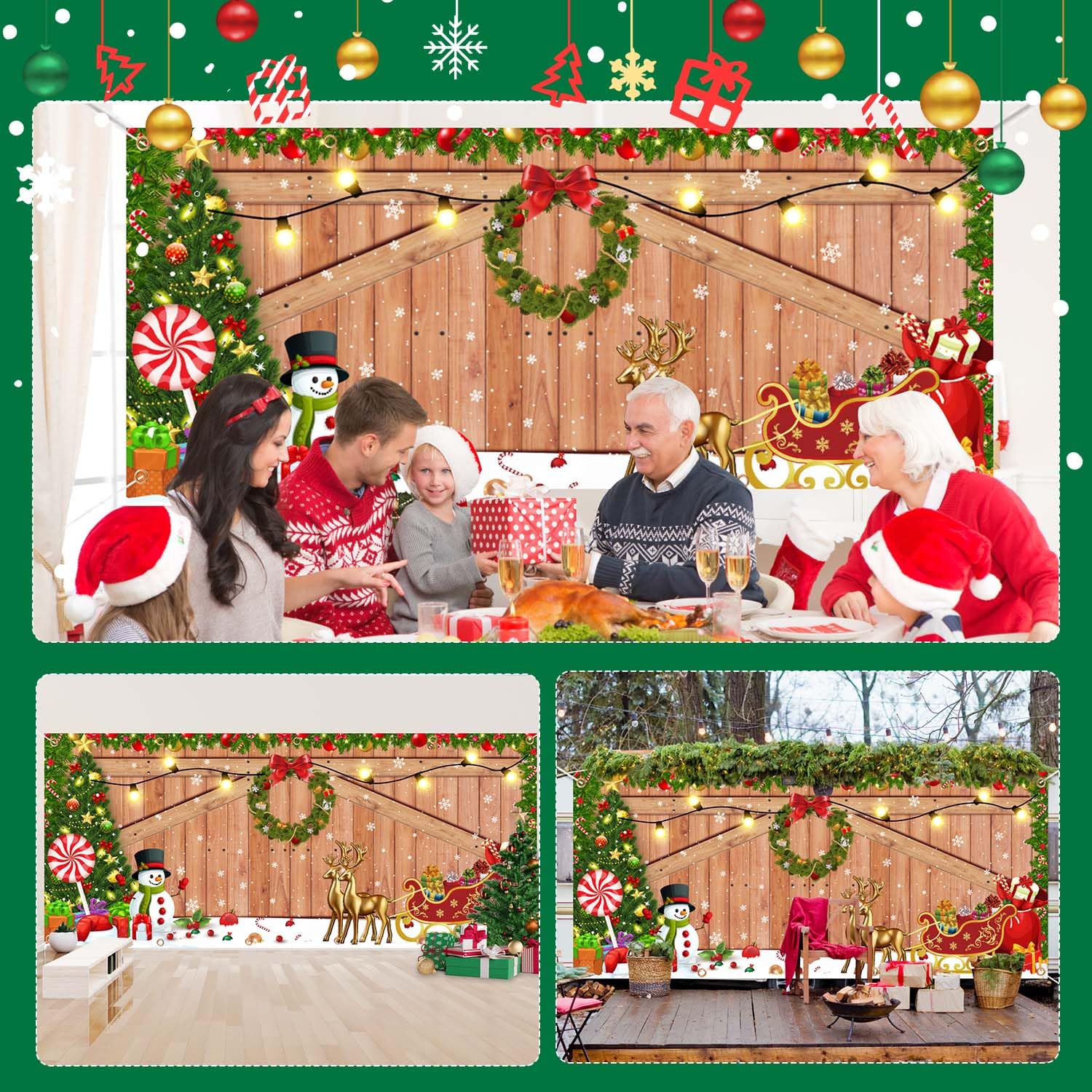 7 x 16 ft Christmas Garage Door Banner Decorations,Christmas Double Garage Door Cover,Hanging Banner Large Christmas Backdrop Decoration for Outdoor Indoor Home Holiday Party Photo Wall Background