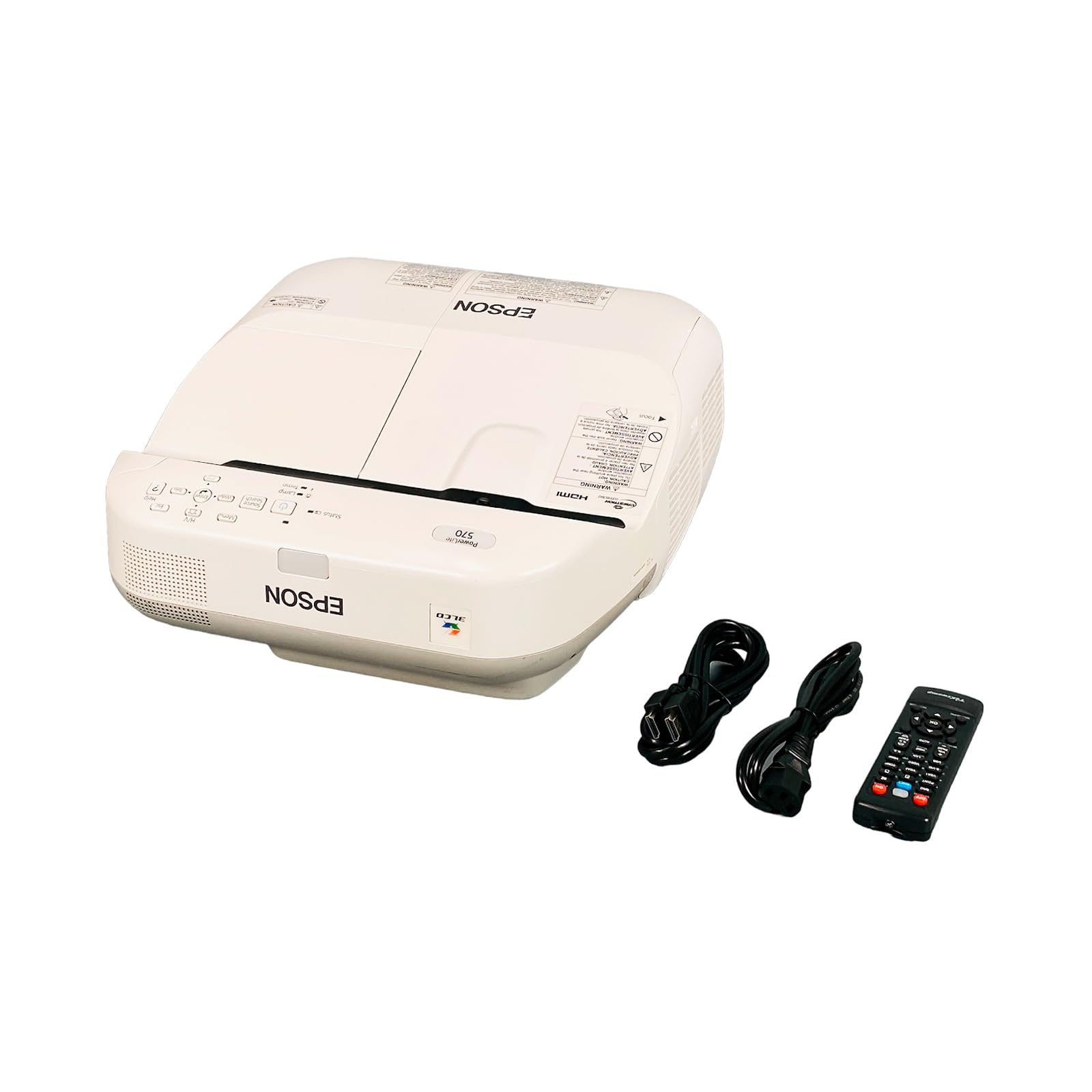 Epson PowerLite 570 Projector XGA Ultra Short Throw 2700 Lumens Remote Bundle: Remote Control, HDMI Cable, Power Cable