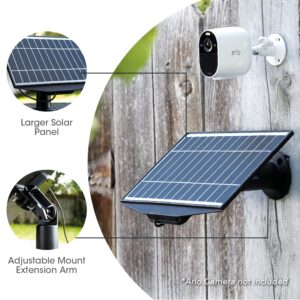 Leaf 10 6W Solar Panel Charger Compatible with Arlo Pro 3 Floodlight, Pro 4 & Pro 5S Outdoor Cameras | Adjustable Mount Extension Arm | Magnetic Charging Cable | Weather Resistant