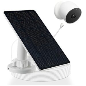 3w solar panel compatible with google nest camera outdoor & indoor & 2nd generation (battery version) cameras, weather resistant, easy install，ip66 waterproof，4m charging cable (3w one packed)