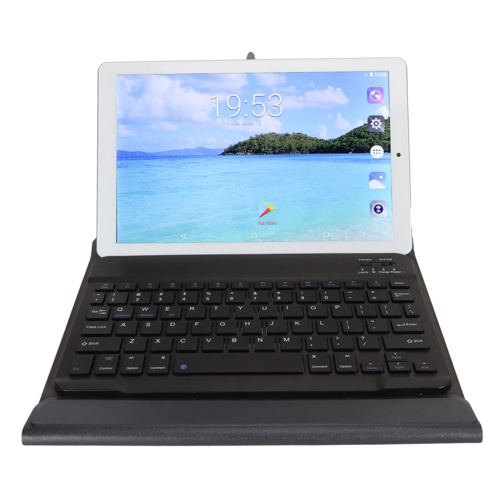 10.1 Inch 2 in 1 Tablet with 5G WiFi and 11.0, GPS, FM, Office Tablet, 4GB RAM, 64GB ROM, Keyboard Mouse (US Plug)