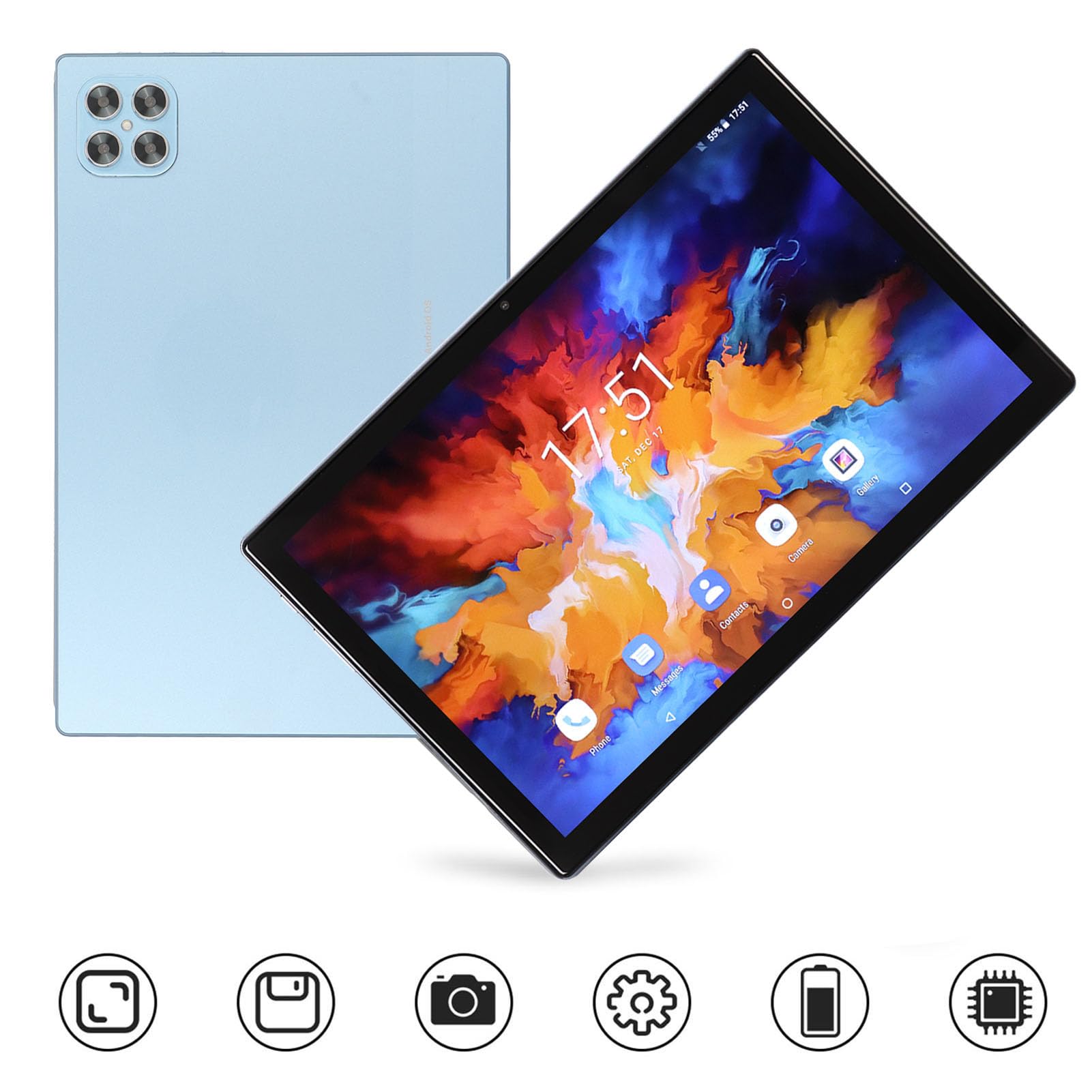 2 in 1 Tablet 10.1 Inch with BT Keyboard, 12GB RAM, 256GB ROM, 20MP Camera for 11.0, US Plug (US Plug)