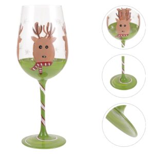 Yardwe Christmas Wine Glass Christmas Wine Glasses with Stem Reindeer Cocktail Goblets Cups Holiday Glassware Xmas Party Drinking Goblets for Birthday Wedding Santa Goblet